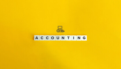 ACCOUNTING Word Tiles Yellow Background Calculator Icon Finance Business Financial Management Bookkeeping Graphic