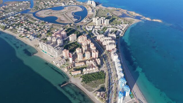 La Manga Strip, Spain: Stunning Aerial View of the Peninsula Separating the Mediterranean Sea and the Mar Menor Lagoon