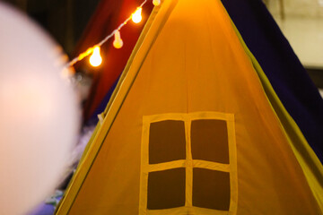 barracas de acampamento festa do pijama