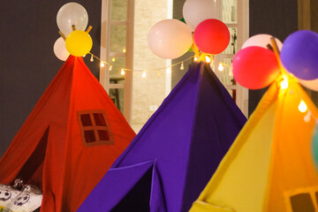 barracas de acampamento festa do pijama