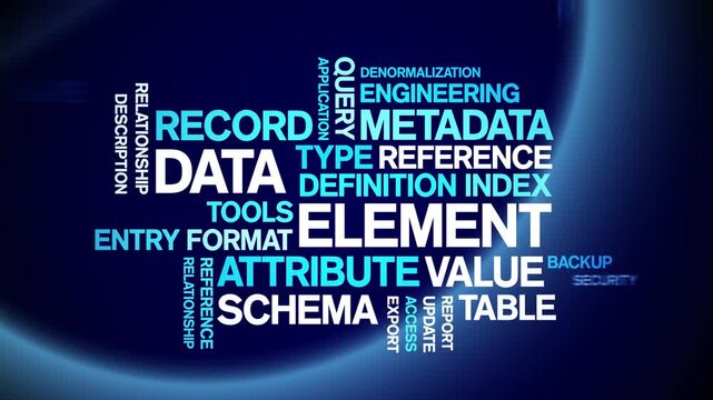 Data Element animated word cloud-text design animation tag kinetic typography seamless loop.