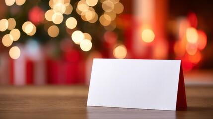 Elegant invitation or greeting card mockup featuring a beautifully arranged gift box alongside delicate plant twigs, creating a festive and cheerful atmosphere perfect for holiday greetings, 