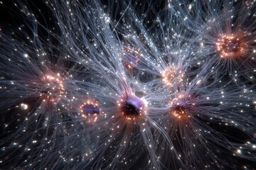 Fototapeta premium Neurotransmitter Fireworks: Capture neurotransmitters bursting like fireworks, symbolizing the explosive energy involved in reproductive processes.