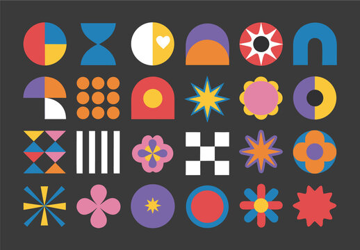 Colorful Abstract Modern Geometric Minimal Vector Set