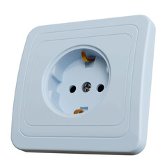electric socket on isolated white background, front view. 3d render, 3d illustration