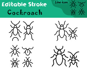 A clean vector icon of a cockroach. Featuring an oval body small head long antennae and six angled legs for a recognizable insect silhouette. Designed with simple lines balanced proportions this icon.