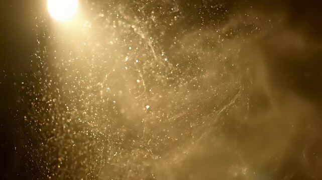 Water droplets suspended in mid air as they splatter from a jet spraying water onto a sleek black background illuminated by a soft light, capturing the concept of finesse and subtlety.