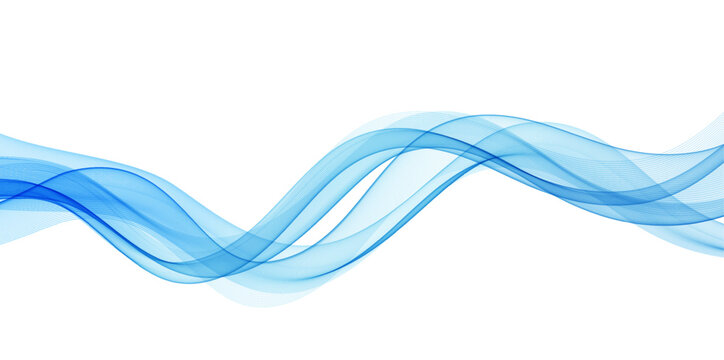 Abstract Background, Transparent Waved Lines. Soft Blue Smoke Wave BG. Colorful Gradient Flowing Wavy Lines. Vector illustration.