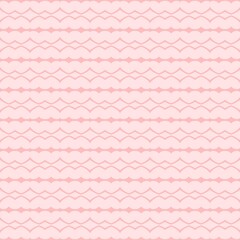 Seamless pink geometric pattern with wavy lines and dots