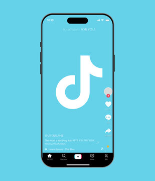 Tiktok social media mobile app screen page vector mockup template with elements and icons
