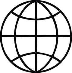 Global Earth Globe Line Icon &ndash; Simple World Map Symbol for Web & UI Design