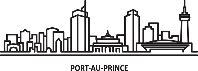 Fototapeta premium Port au prince haiti skyline linear style vector illustration on transparent file