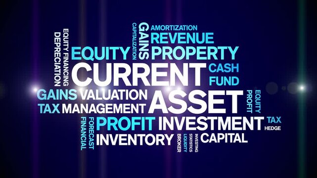 Current Asset animated word cloud-text design animation tag kinetic typography seamless loop.