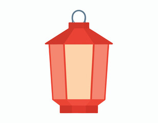 A stylized, red lantern illustration with a handle, glowing brightly.