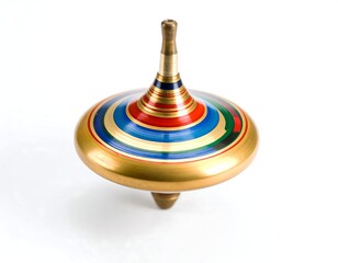 Colorful spinning top toy in action showcasing vibrant patterns and metals during a playful game session