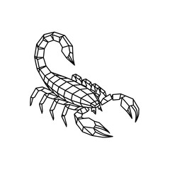 Geometric scorpion minimal polygonal vector on transparent background