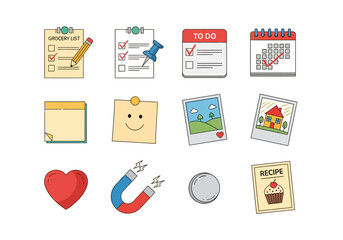 Charming Hand-Drawn Icons for Organization and Productivity