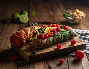 Artistic, savory food display with colorful, fresh ingredients