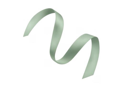 Green ribbon swirling flowing on transparent background