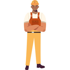 Illustration of Construction Worker Avatar with Arms Crossed