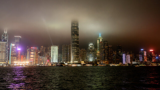 Night view of Hong Kong Island during Symphony of Lights