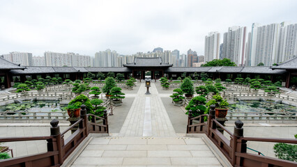 Scenic view of Chi Lin Nunnery in vibrant Kowloon