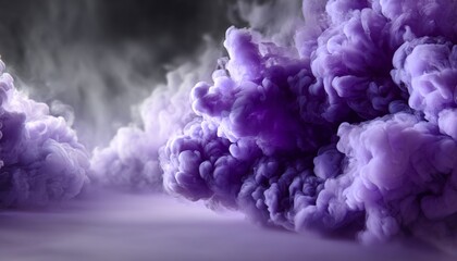 Dramatic cloudscape of delicate purple smoke evokes surreal celestial wonder and mysterious depths