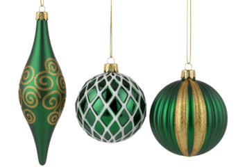 Elegant Green Ornaments with Gold Accents – Festive Holiday Decor in Classic Style

