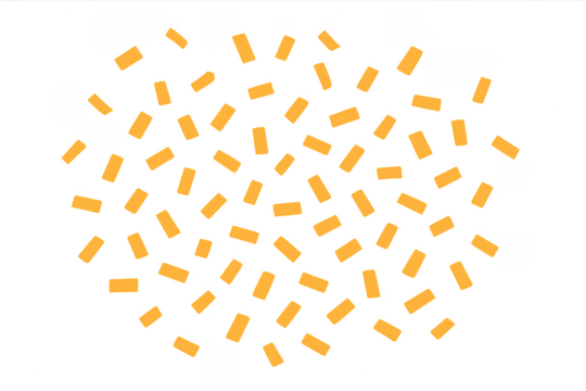 Falling orange rectangular confetti celebrating party on transparent background