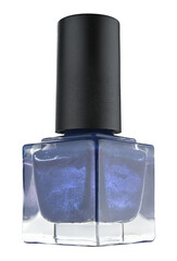 Blue nail polish bottle isolated on a transparent background. Full depth of field. PNG.