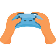 Hands Holding A Blue Video Game Controller Ready To Play On Transparent Background