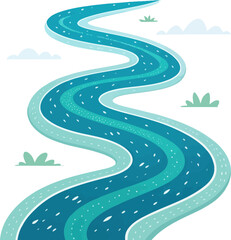A meandering river curve vector illustration with gradient effect
