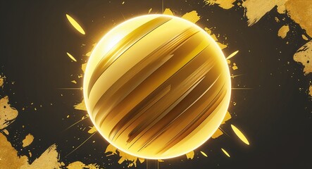Abstract Digital Art with Golden Orb