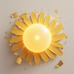 Abstract Digital Art with Golden Orb