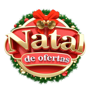 Natal de Ofertas Selo 3D VERMELHO com Guirlanda 