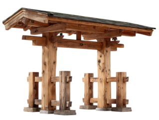 A traditional Japanese torii gate isolated on white.