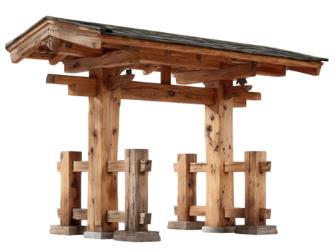 A traditional Japanese torii gate isolated on white.