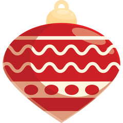 Festive Red Christmas Ornament With White Swirls And Dots Isolated On Transparent Background A Classic Holiday Decoration