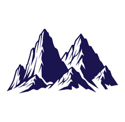 Majestic mountain range silhouette illustration in a clean and minimalist vector style