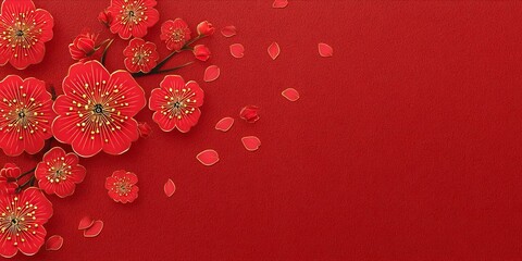 Festive Red Blossoms: A Textured Chinese New Year Celebration Background