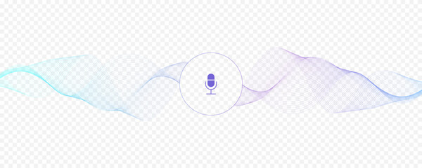 Voice assistant concept. Vector sound wave. Voice and sound recognition equalizer wave flow background. Personal assistant and voice recognition concept gradient vector illustration.