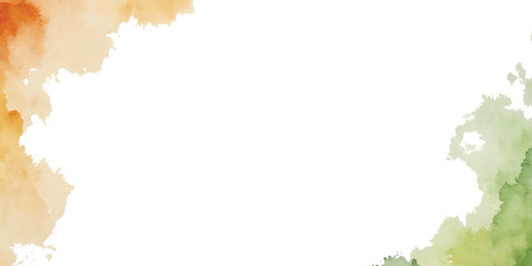 Watercolor frame abstract background with orange and green splashes republic, independence, celebration, festival, banner, vector, png,