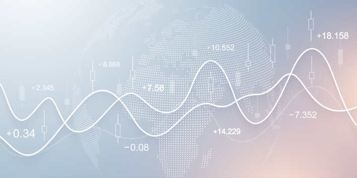 Stock market or Forex trading graph in graphic concept for financial investment or economic trends business idea design. Worldwide finance background. Vector illustration