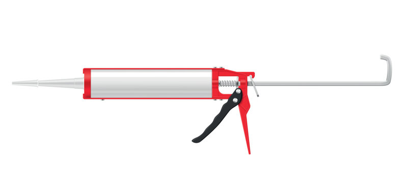 Brightly colored silicone glue gun sits isolated on a white background, ideal for various crafting, repair, and DIY projects. Its ergonomic design ensures comfortable use during tasks.