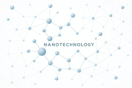 Abstract nanotechnology illustration with molecular structure and connections