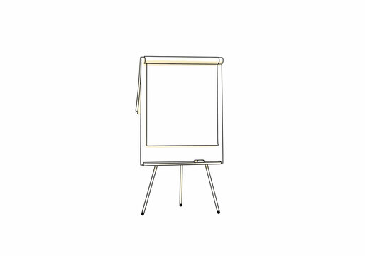 A blank flip chart on a tripod stand, isolated on a, ready for presentation or brainstorming notes