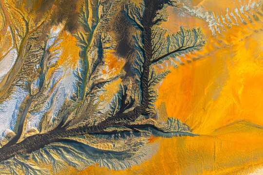 Abstract landscape of Huelva Riotinto from above