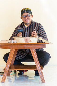 Traditional javanese wayang kulit craft process