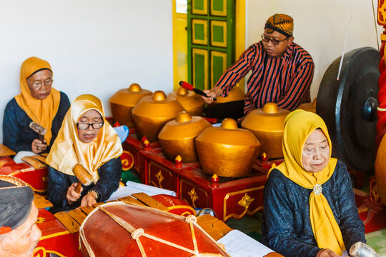 Traditional Javanese gamelan ensemble performance