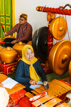 Traditional Javanese gamelan ensemble performance